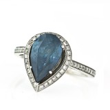 2.62 Cts. 18K White Gold Fancy Blue Pear Shape Ladies Diamond Ring